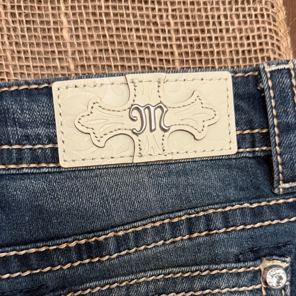 Miss Me Distressed Blue Jean Shorts with Embellished Pockets - Picture 7 of 9